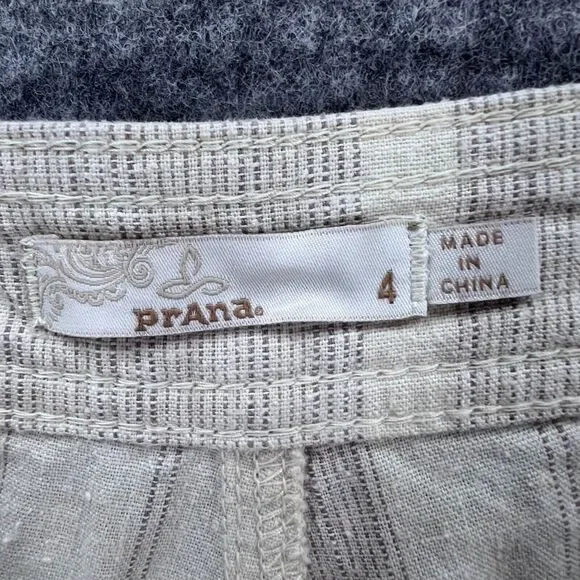 Prana Kickin It Jogger‎ Pants Womens 4 Beige Striped Hemp Organic Cotton Coastal - Picture 12 of 14